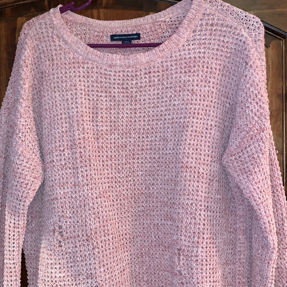 Pink distressed American Eagle sweater